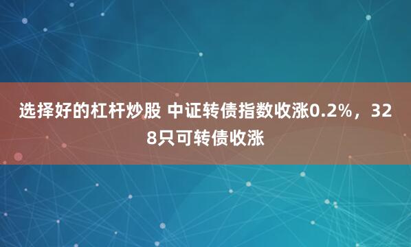 选择好的杠杆炒股 中证转债指数收涨0.2%，328只可转债收涨