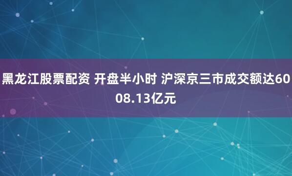 黑龙江股票配资 开盘半小时 沪深京三市成交额达6008.13亿元