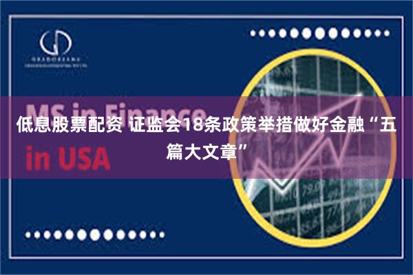 低息股票配资 证监会18条政策举措做好金融“五篇大文章”