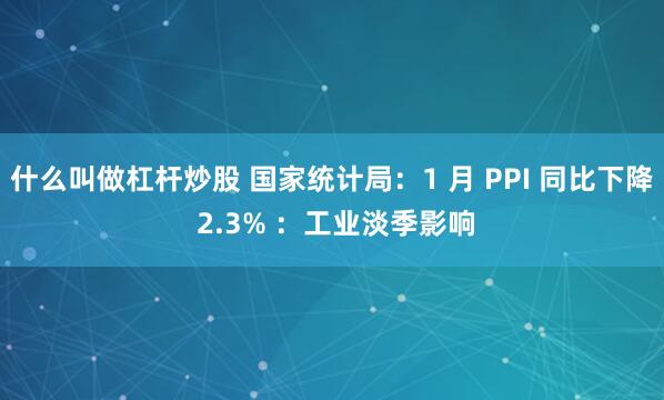 什么叫做杠杆炒股 国家统计局：1 月 PPI 同比下降 2.3% ：工业淡季影响