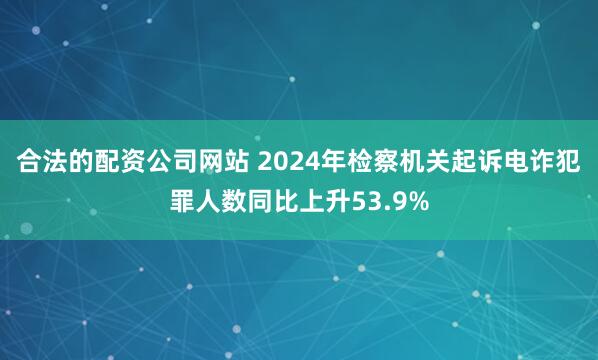 合法的配资公司网站 2024年检察机关起诉电诈犯罪人数同比上升53.9%