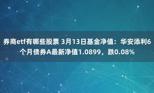 券商etf有哪些股票 3月13日基金净值：华安添利6个月债券A最新净值1.0899，跌0.08%